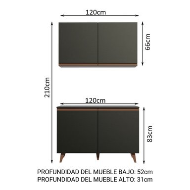 KIT MADESA REIMS MUEBLE DE COCINA 120 CM NEGRO - 3