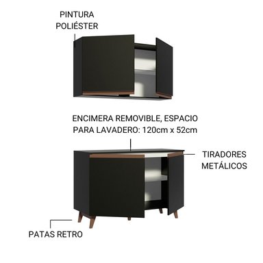 KIT MADESA REIMS MUEBLE DE COCINA 120 CM NEGRO - 4