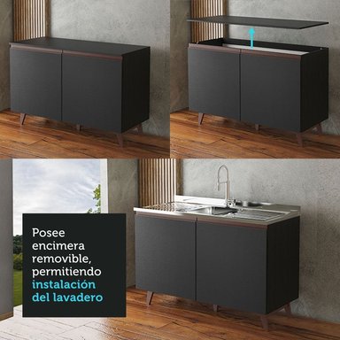 KIT MADESA REIMS MUEBLE DE COCINA 120 CM NEGRO - 9
