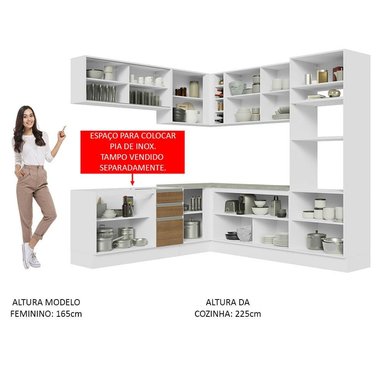 MUEBLE DE COCINA MADESA GLAMY INTEGRAL ESQUINERO 459 CM BLANCO/MARRÓN 01 - 5