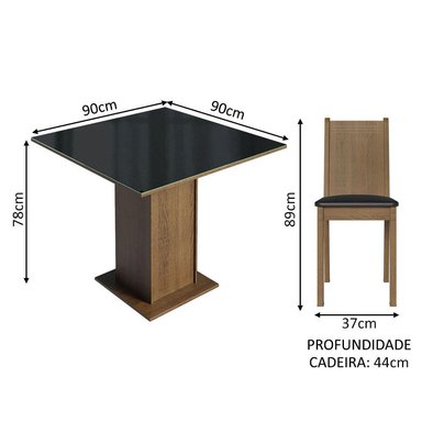 JUEGO DE COMEDOR PERLA CON 4 SILLAS - MARRÓN/NEGRO - 3