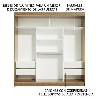 ROPERO RENO 3 PUERTAS CORREDIZAS 1 ESPEJO - 3