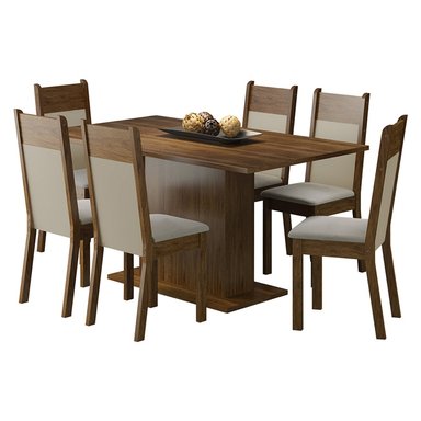 JUEGO DE COMEDOR LOUSIANA MESA MADESA TAPA DE MADERA CON 6 SILLAS