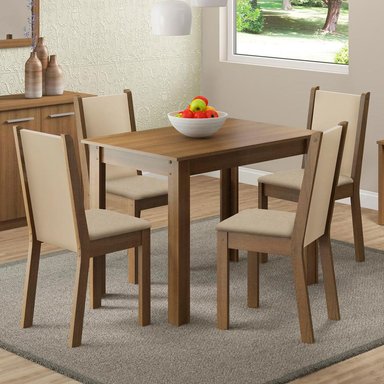 JUEGO DE COMEDOR MADESA CÍNTIA MESA CON TABLERO DE MADERA Y 4 SILLAS - 1