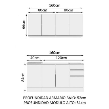 MUEBLE DE COCINA MADESA GLAMY INTEGRAL 160 CM BLANCO 03 - 3