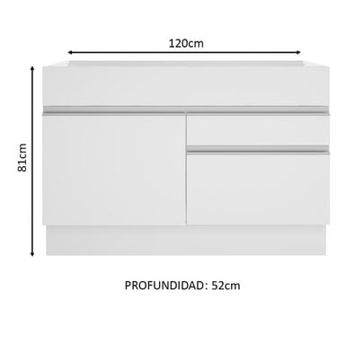MUEBLE DE COCINA MADESA GLAMY 2 CAJONES 1 PUERTA Y 10 CM BLANCO - 3