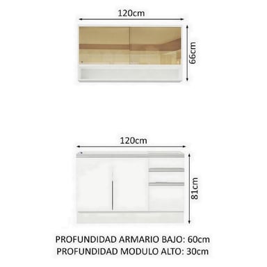 MUEBLE DE COCINA MADESA GLAMY INTEGRAL 120 CM BLANCO 02 - 3