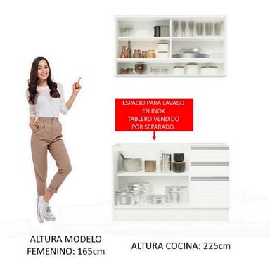 MUEBLE DE COCINA MADESA GLAMY INTEGRAL 120 CM BLANCO 02 - 5