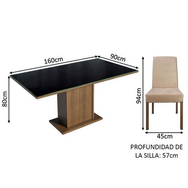 JUEGO COMEDOR MADESA 4 SILLAS MARRÓN AVRIL NEGRO IMPERIAL - 3