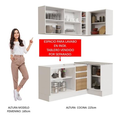 MUEBLE DE COCINA MADESA GLAMY INTEGRAL ESQUINERO 269 CM BLANCO/MARRÓN 01 - 4