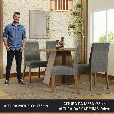 JUEGO COMEDOR MADESA 4 SILLAS MARRÓN AGNES - 4