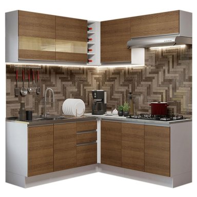 MUEBLE DE COCINA MADESA GLAMY INTEGRAL ESQUINERO 349 CM BLANCO/MARRÓN 01