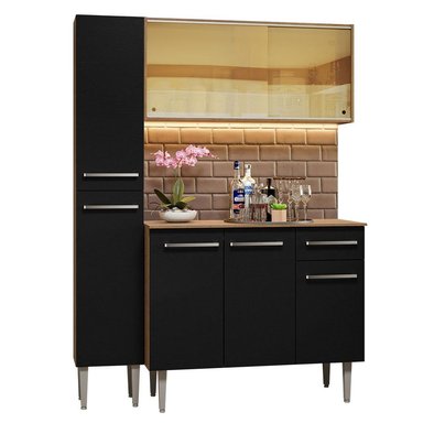 MUEBLE DE COCINA MADESA EMILLY INTEGRAL 137 CM MARRÓN/NEGRO 06