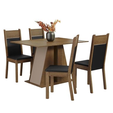 JUEGO COMEDOR MADESA 4 SILLAS MARRÓN ANGEL CREMA NEGRO - 1