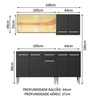MUEBLE DE COCINA MADESA EMILLY INTEGRAL DRIVE 169 CM MARRÓN/NEGRO 04 - 3