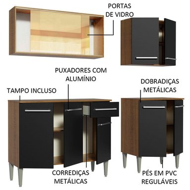 MUEBLE DE COCINA MADESA EMILLY INTEGRAL DRIVE 169 CM MARRÓN/NEGRO 04 - 4