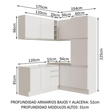 MUEBLE DE COCINA MADESA GLAMY INTEGRAL ESQUINERO 329 CM BLANCO 01 - 3