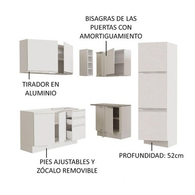 MUEBLE DE COCINA MADESA GLAMY INTEGRAL ESQUINERO 329 CM BLANCO 01 - 4