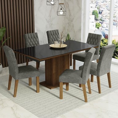 JUEGO COMEDOR MADESA 6 SILLAS MARRÓN GEÓRGIA NEGRO PLATA - 2