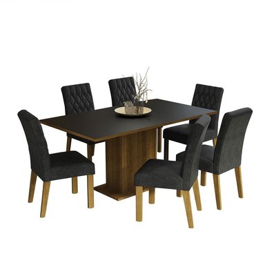 JUEGO COMEDOR MADESA 6 SILLAS NEGRO HANNA OXFORD - 1