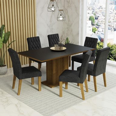 JUEGO COMEDOR MADESA 6 SILLAS NEGRO HANNA OXFORD - 2