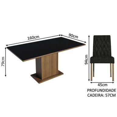 JUEGO COMEDOR MADESA 6 SILLAS NEGRO HANNA OXFORD - 3