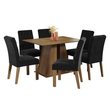 JUEGO COMEDOR MADESA 6 SILLAS NEGRO FABIANA