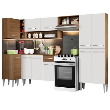 MUEBLE DE COCINA MADESA EMILLY INTEGRAL SUN 353 CM MARRÓN/BLANCO 01