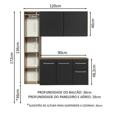 MUEBLE DE COCINA MADESA EASY COMPACTA 120 CM MARRÓN/NEGRO - 3