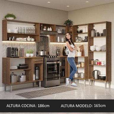 MUEBLE DE COCINA INTEGRAL DE ESQUINA EMILLY 417 CM 02 - MARRÓN/NEGRO/MARRÓN - 5