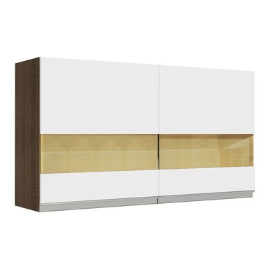 ALACENA DE COCINA GLAMY 120 CM 2 PUERTAS CON CRISTAL REFLEX - MARRÓN/BLANCO