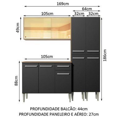 MUEBLE DE COCINA MADESA EMILLY INTEGRAL VOICE 169 CM MARRÓN/NEGRO 06 - 3