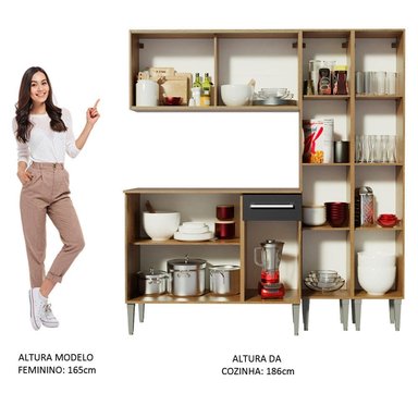 MUEBLE DE COCINA MADESA EMILLY INTEGRAL VOICE 169 CM MARRÓN/NEGRO 06 - 5
