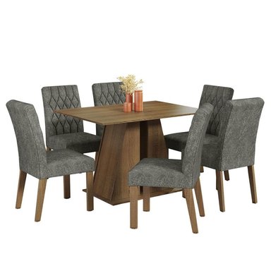 JUEGO COMEDOR MADESA 6 SILLAS MARRÓN FABIANA