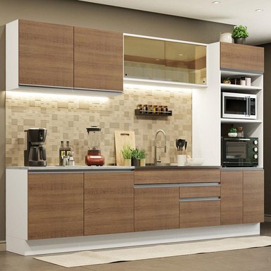 MUEBLE DE COCINA MADESA GLAMY INTEGRAL 310 CM BLANCO/MARRÓN 01 - 2
