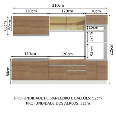 MUEBLE DE COCINA MADESA GLAMY INTEGRAL 310 CM BLANCO/MARRÓN 01 - 3