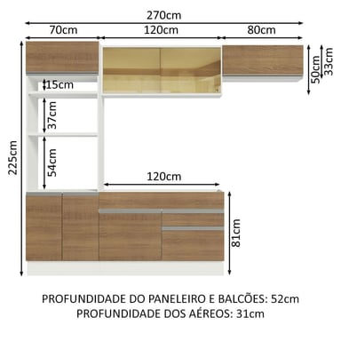 MUEBLE DE COCINA MADESA GLAMY INTEGRAL 270 CM BLANCO/MARRÓN 11 - 3