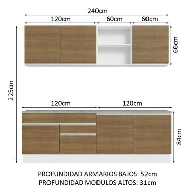 MUEBLE DE COCINA MADESA GLAMY INTEGRAL 240 CM CON ENCIMERA 06 - 3