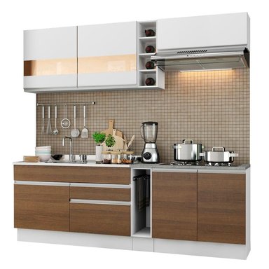 MUEBLE DE COCINA MADESA GLAMY INTEGRAL PARMA 220 CM BLANCO/MARRÓN/BLANCO 02