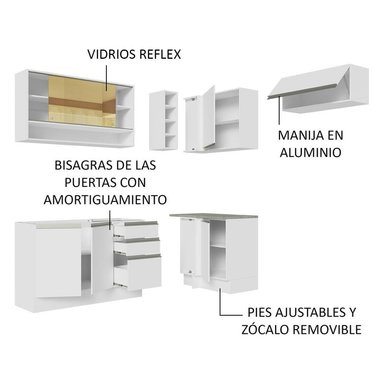MUEBLE DE COCINA MADESA GLAMY INTEGRAL ESQUINERO 349 CM BLANCO 06 - 4