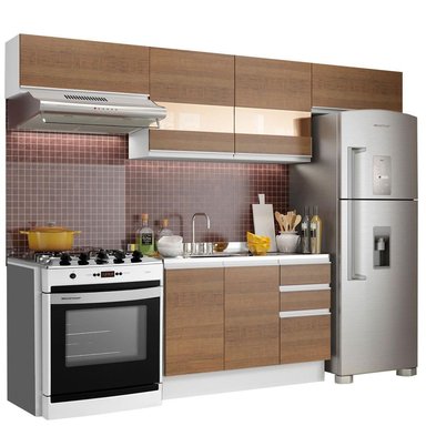 MUEBLE DE COCINA INTEGRAL MARINA 280 CM BLANCO/MARRÓN 01 - 1