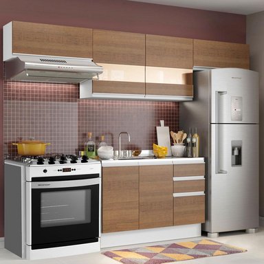 MUEBLE DE COCINA INTEGRAL MARINA 280 CM BLANCO/MARRÓN 01 - 2