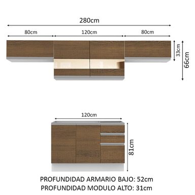 MUEBLE DE COCINA INTEGRAL MARINA 280 CM BLANCO/MARRÓN 01 - 3