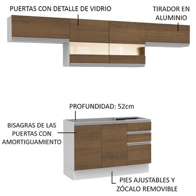 MUEBLE DE COCINA INTEGRAL MARINA 280 CM BLANCO/MARRÓN 01 - 4