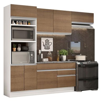 MUEBLE DE COCINA MADESA INTEGRAL GLAMY 270 CM BLANCO/MARRÓN 14