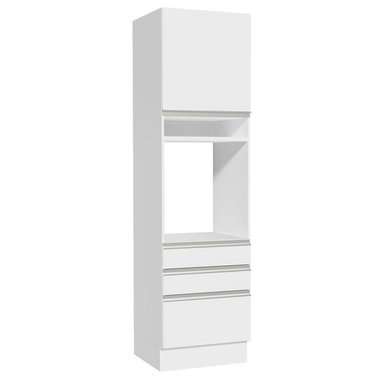 MUEBLE DE COCINA MADESA GLAMY 3 CAJONES TORRE PARA HORNOS 1 PUERTA Y 60 CM BLANCO - 1