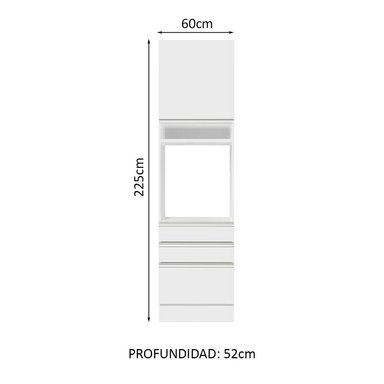 MUEBLE DE COCINA MADESA GLAMY 3 CAJONES TORRE PARA HORNOS 1 PUERTA Y 60 CM BLANCO - 3