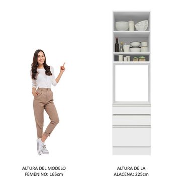 MUEBLE DE COCINA MADESA GLAMY 3 CAJONES TORRE PARA HORNOS 1 PUERTA Y 60 CM BLANCO - 5