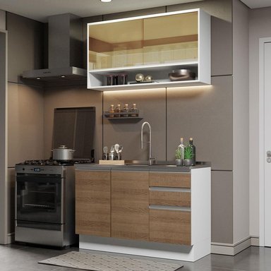 MUEBLE DE COCINA INTEGRAL GLAMY 120 CM 02 - BLANCO/MARRÓN - 2