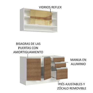 MUEBLE DE COCINA INTEGRAL GLAMY 120 CM 02 - BLANCO/MARRÓN - 4